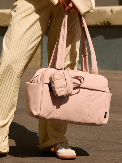 CALPAK Luka Duffel Key Pouch in pink Rose Quartz; ALK2501-ROSE-QUARTZ view 2