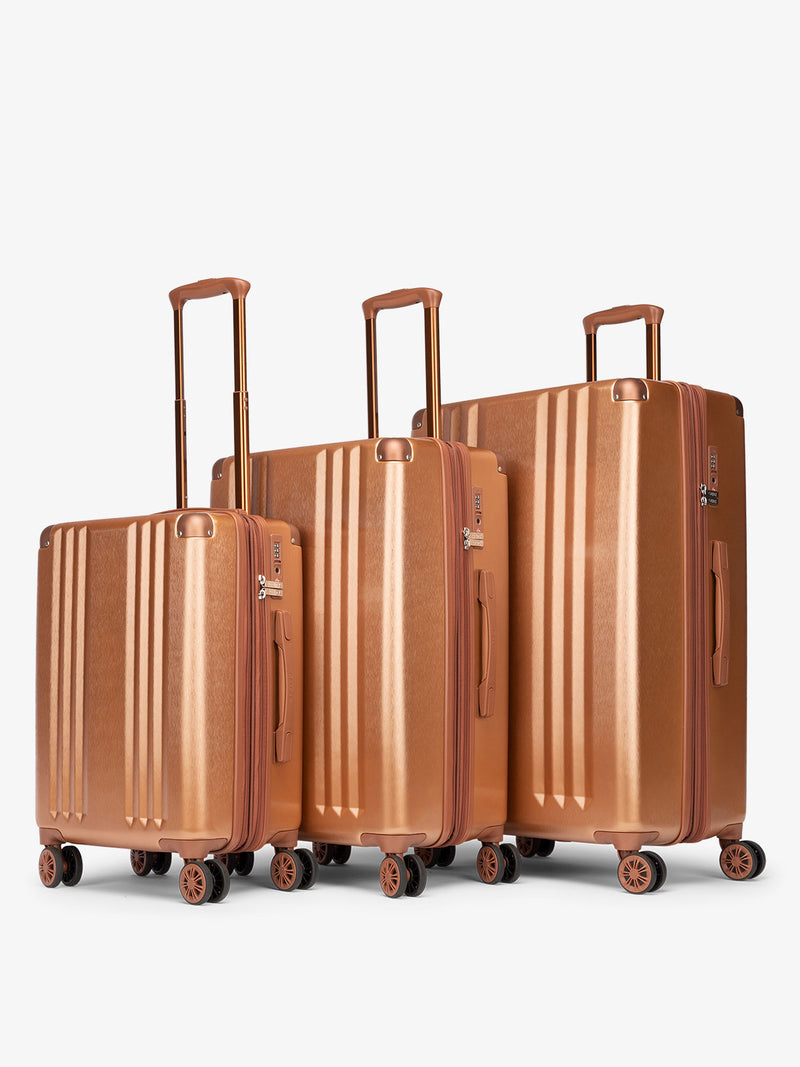 CALPAK Ambeur 3 piece lightweight durable copper hard shell luggage set with carry-on