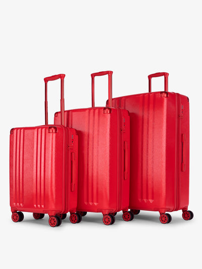 Ambeur 3 piece lightweight durable copper hard shell luggage set with carry-on, medium luggage and large luggage in metallic red; LAM3000-METALLIC-RED view 1