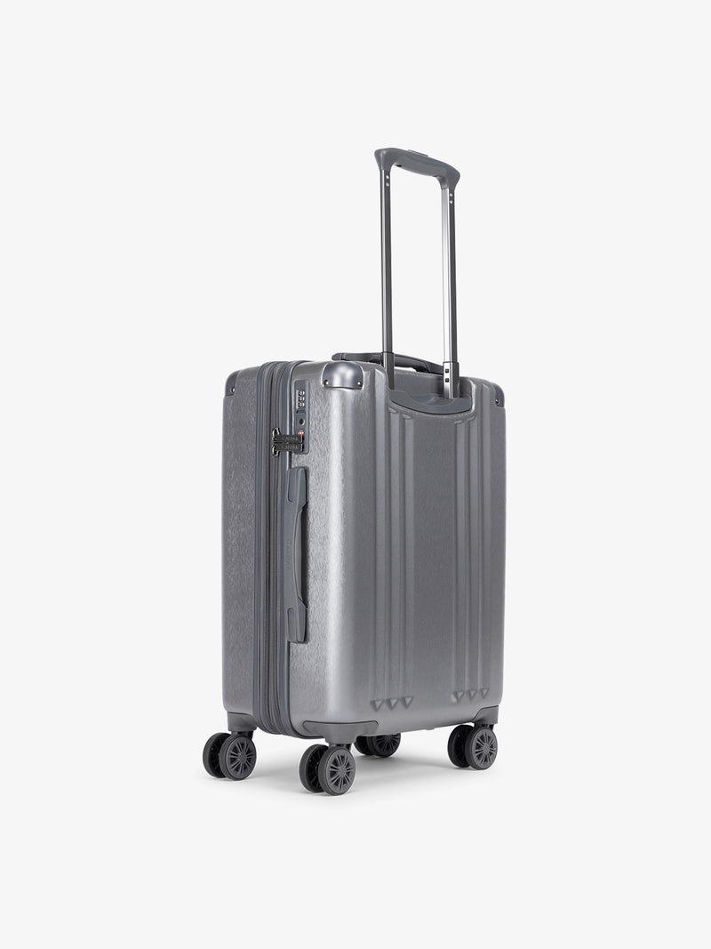 CALPAK Ambeur carry-on luggage featuring TSA lock, 360 spinner wheels, and expanded top handle gunmetal gray