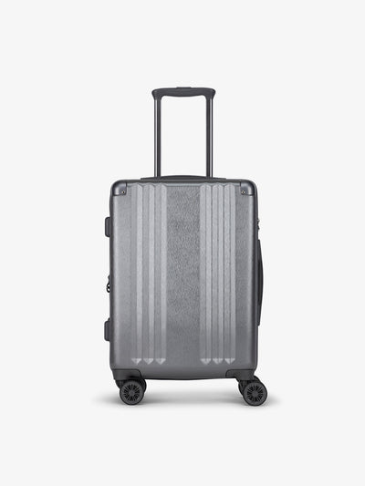 Front-facing image of CALPAK Ambeur carry-on luggage with 360 spinner wheels in gunmetal; LAM1020-GUNMETAL view 1