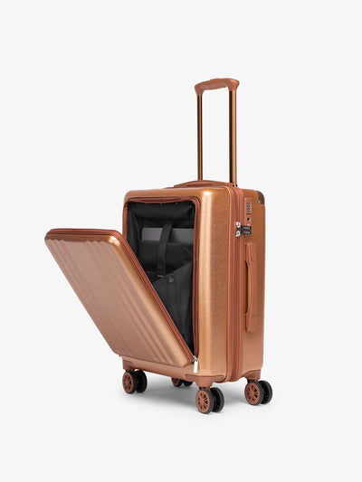 CALPAK Ambeur front pocket lightweight carry-on luggage in copper; LAM1020-FP-COPPER view 1