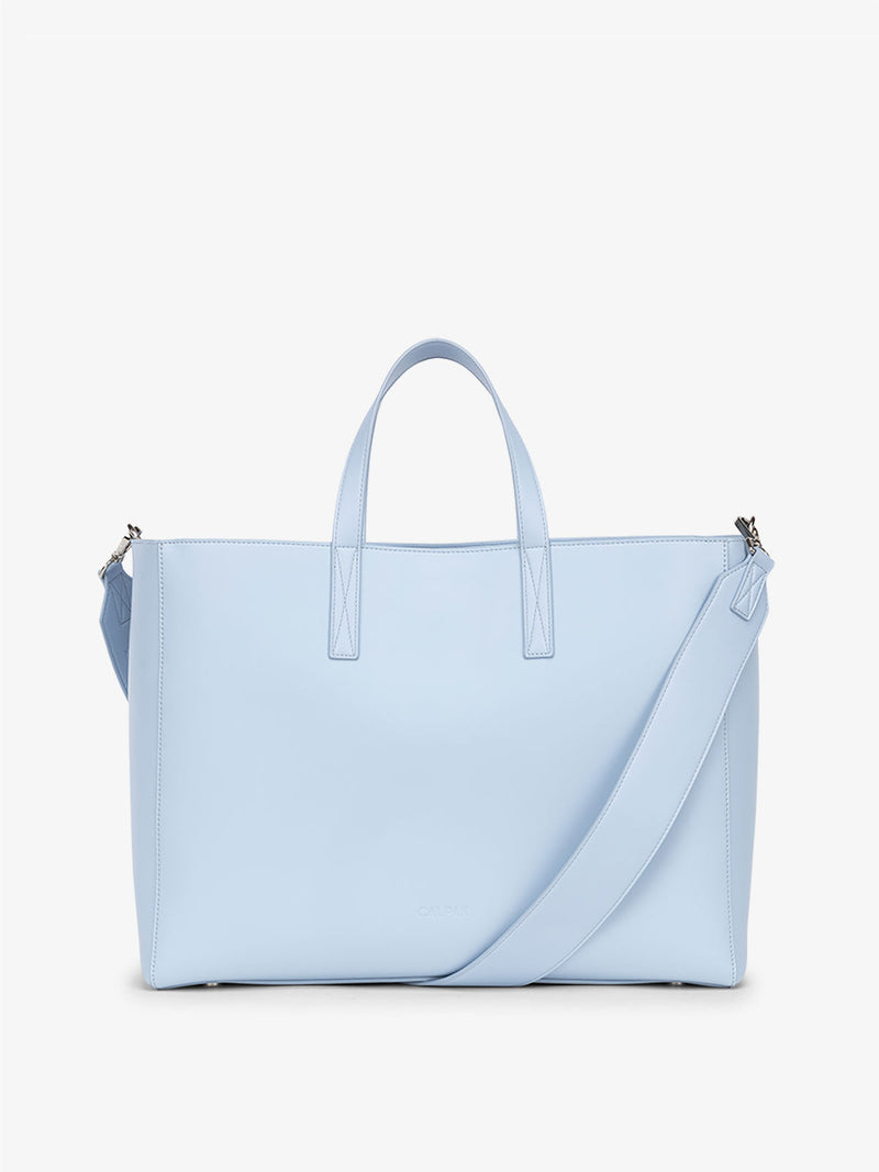 CALPAK Haven Laptop Tote Bag front view in light blue