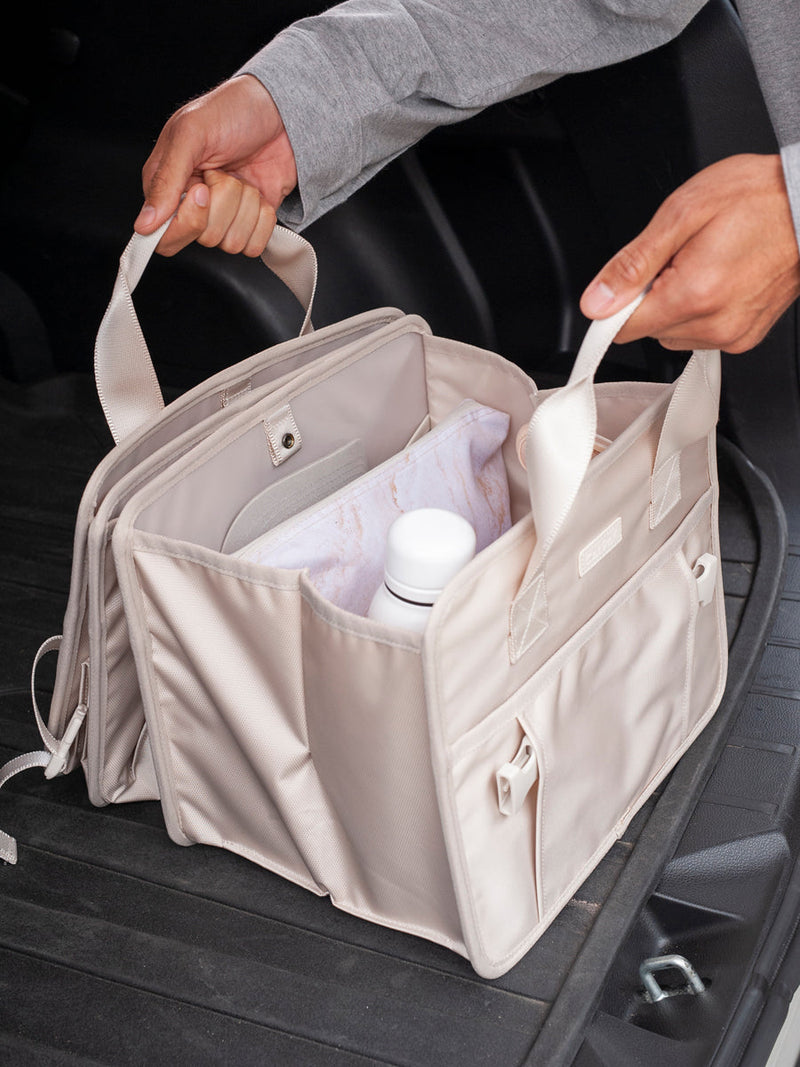 CALPAK car storage box for trunk in cream dune