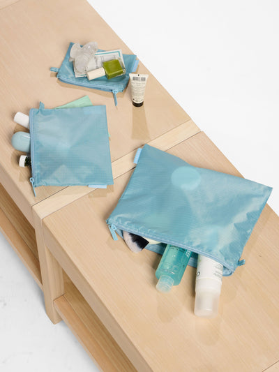 CALPAK Compakt zippered pouches in powder blue; KZB2001-POWDER-BLUE view 2