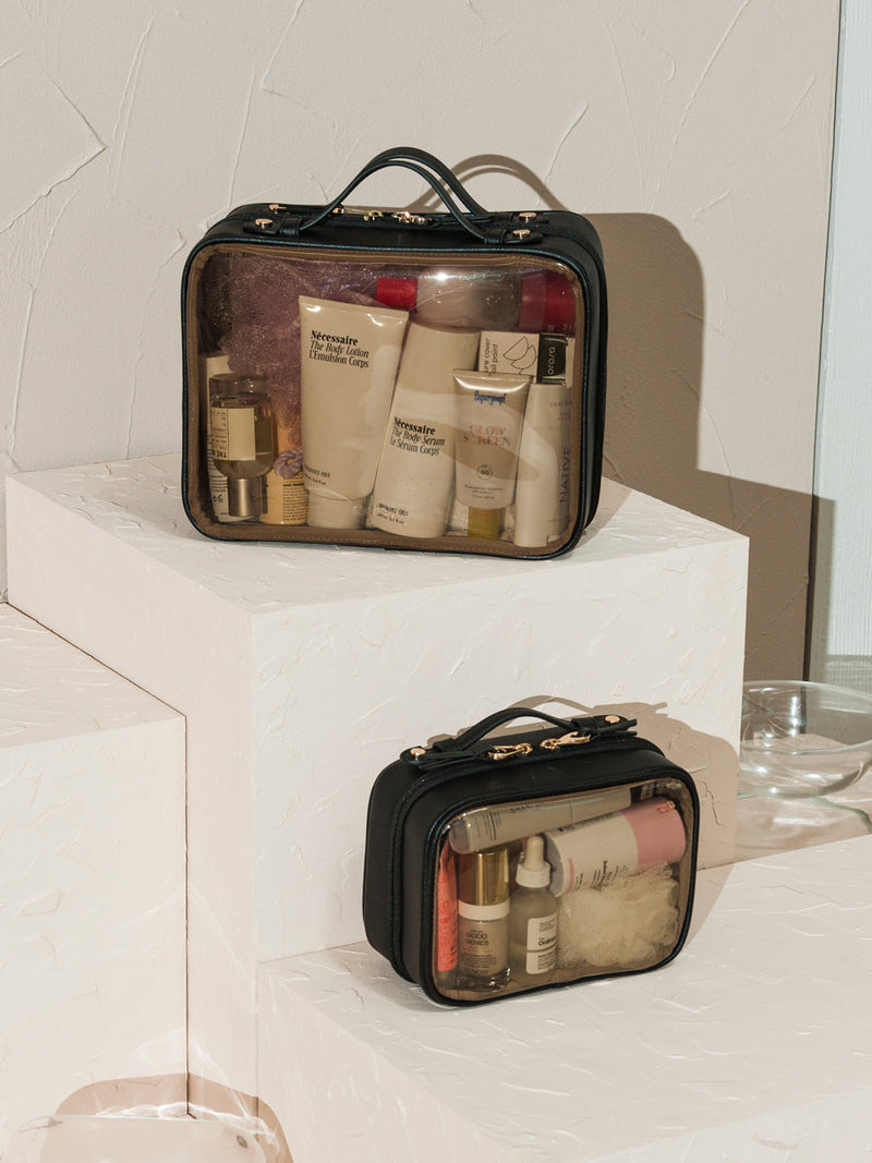 CALPAK large clear cosmetics cases in eclipse