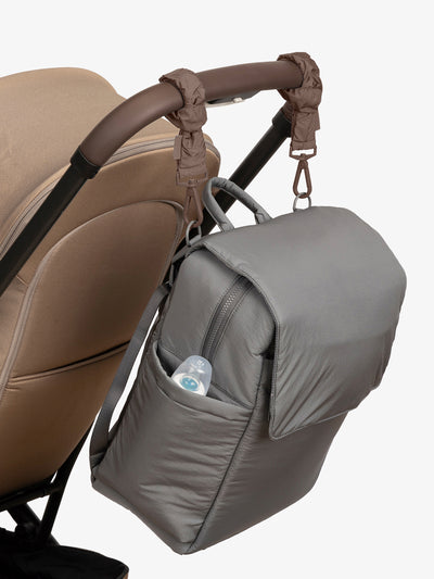 CALPAK Diaper Backpack in grey Slate with brown Hazelnut Stroller Straps; BBPB2401-SLATE-HAZELNUT view 2