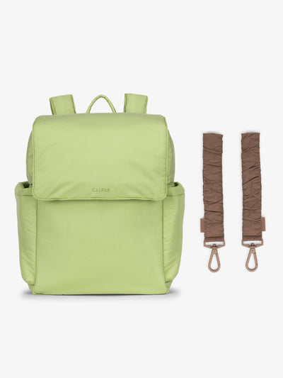 CALPAK Diaper Backpack in light green Lime with brown Hazelnut Stroller Straps; BBPB2401-LIME-HAZELNUT view 1