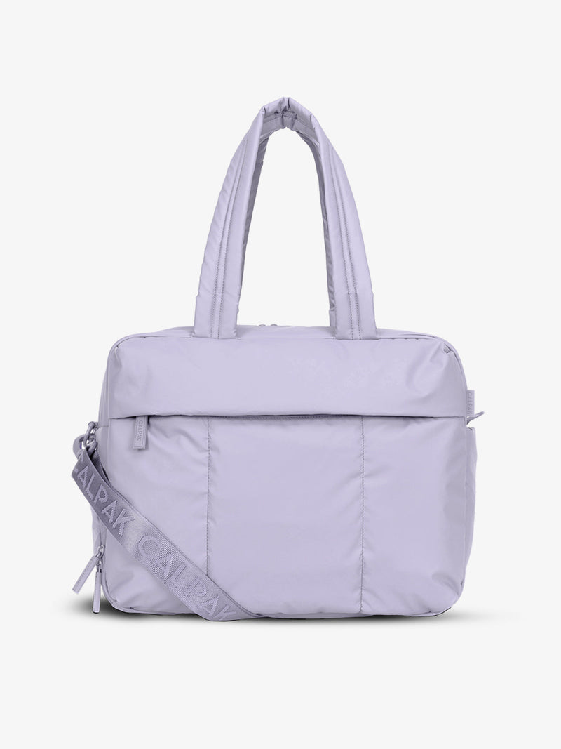 CALPAK Luka Duffel front view image in purple lavender Orchid