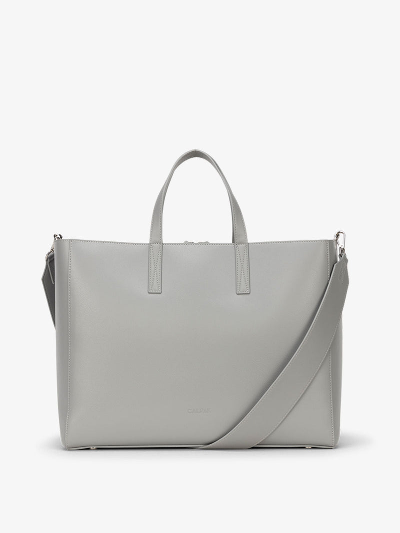 CALPAK tote for laptop in gray smoke