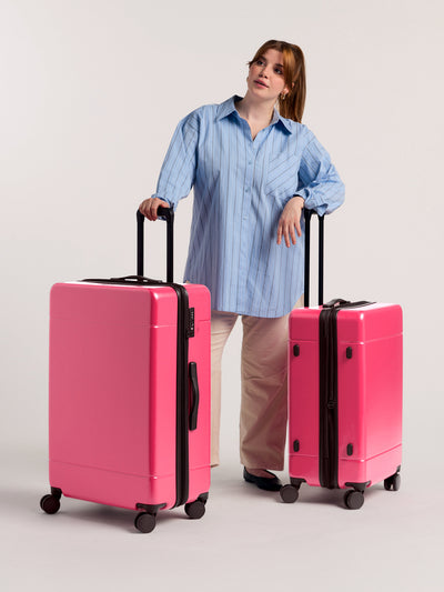 CALPAK large 30 inch hard shell luggage in pink dragonfruit; LHU1028-DRAGONFRUIT view 2