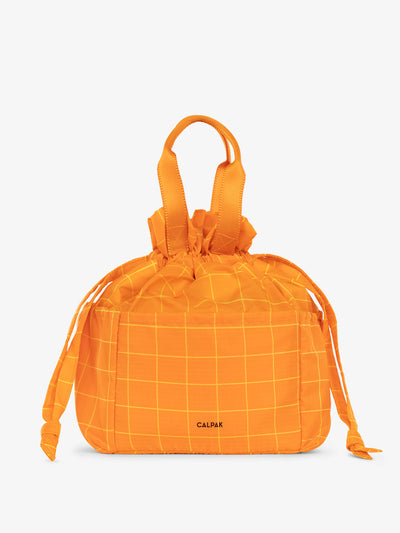 CALPAK Insulated Lunch Bag in orange grid; ALB2001-ORANGE-GRID view 1