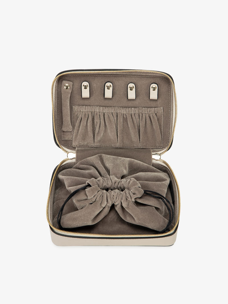 beige travel jewelry box