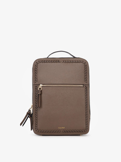 brown mocha CALPAK Kaya Laptop Backpack for 15 inch laptop; BP1702-SQ-MOCHA