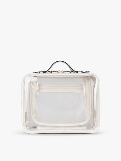 CALPAK Large Clear Cosmetics Case in White front view; CCC2001-WHITE view 1