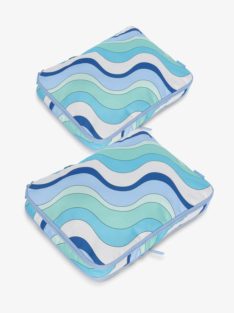 CALPAK Large Compression Packing Cubes in blue wavy print