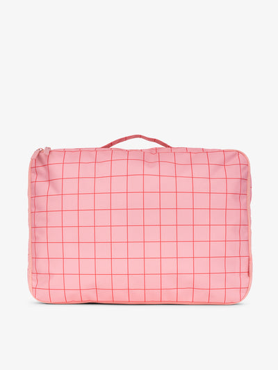 CALPAK large packing cubes with top handle in pink grid