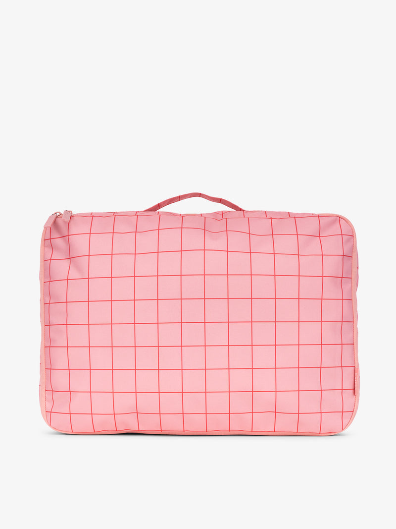 CALPAK large packing cubes with top handle in pink grid