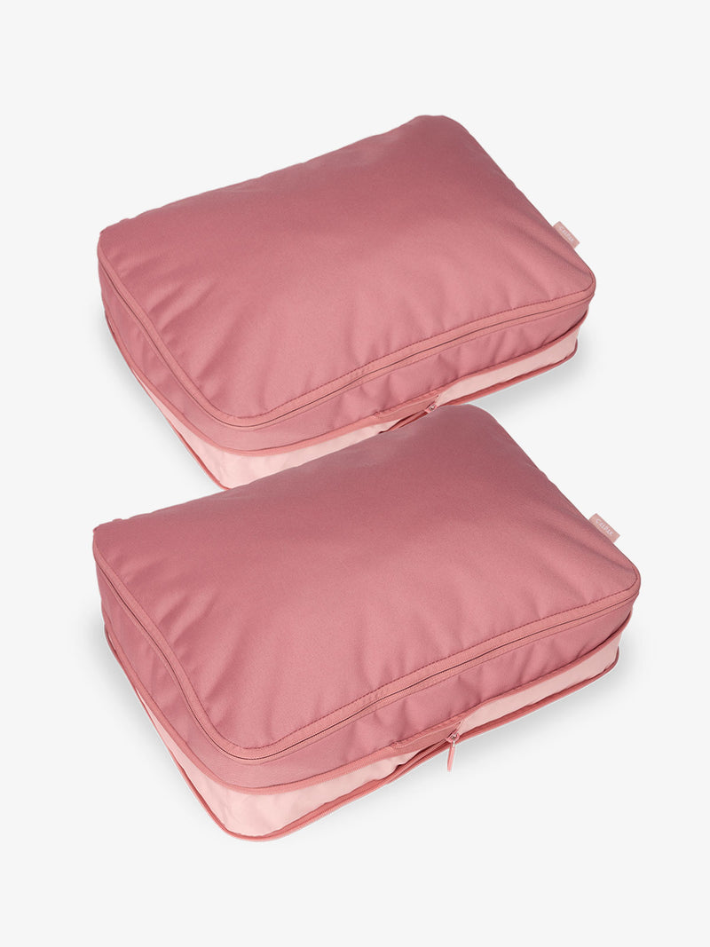 CALPAK large packing cubes with top handles and expandable by 4.5 inches in tea rose