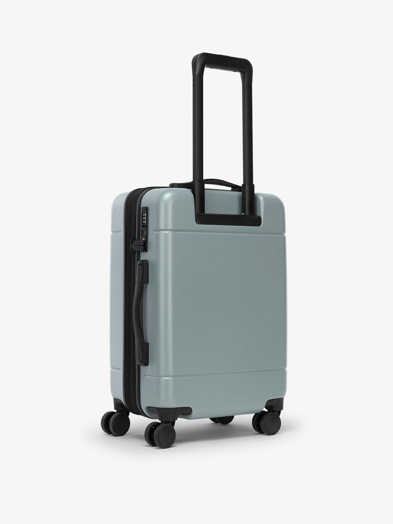 Back view of the CALPAK Hue Carry-On Luggage in blue Bluebell