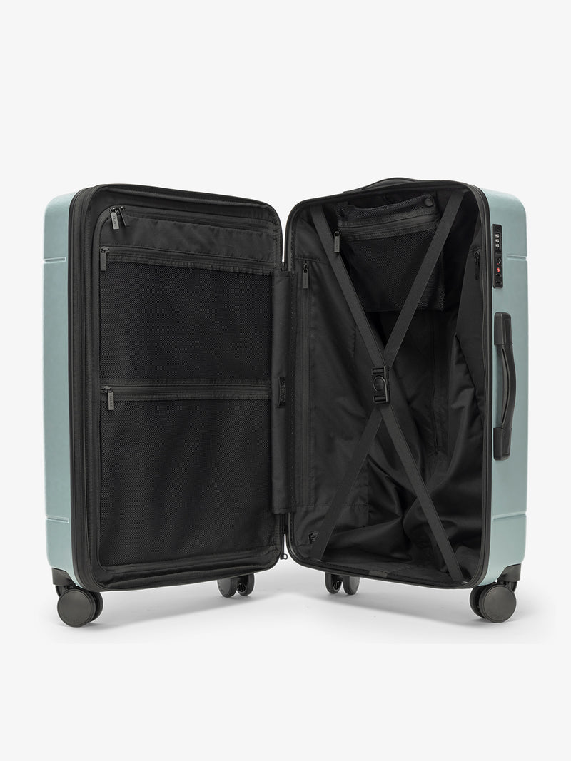 CALPAK Hue Medium Luggage in blue Bluebell opened interior