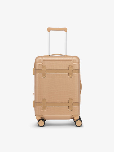 CALPAK Trnk carry on 20 inch beige almond luggage in a vintage trunk style; LTK1020-ALMOND
