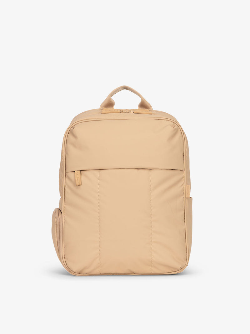 CALPAK Luka Laptop Backpack for school in light brown latte