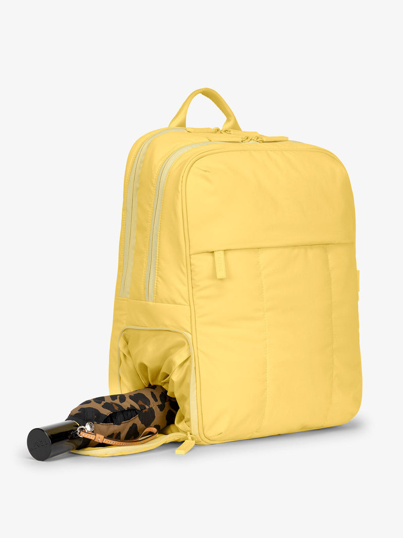 CALPAK Luka Laptop travel Backpack with shoe compartment in butter yellow