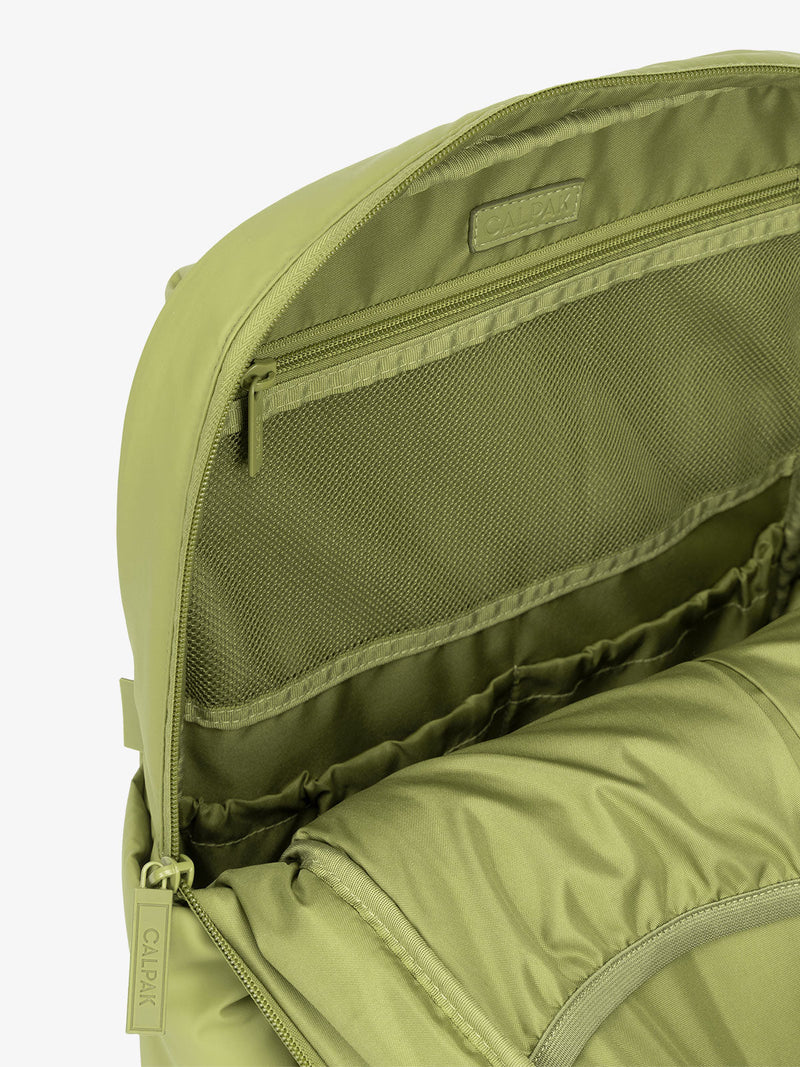 CALPAK Luka Laptop puffy Backpack for work with mesh pocket interior in pistachio