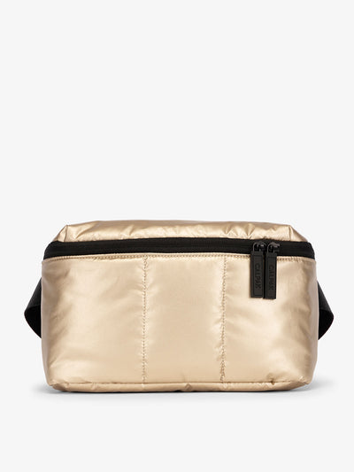 CALPAK Luka Belt Bag with soft puffy exterior in metallic gold; BB1901-GOLD view 1