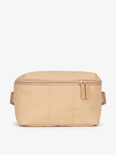 CALPAK Luka Belt Bag with soft puffy exterior in light brown latte; BB1901-LATTE view 1