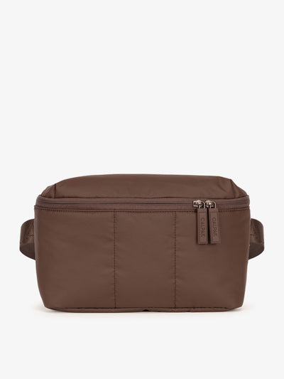 CALPAK Luka Belt Bag with soft puffy exterior in dark brown walnut; BB1901-WALNUT view 1