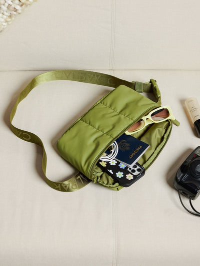 CALPAK Luka Belt Bag with soft puffy exterior in green pistachio; BB1901-PISTACHIO view 2