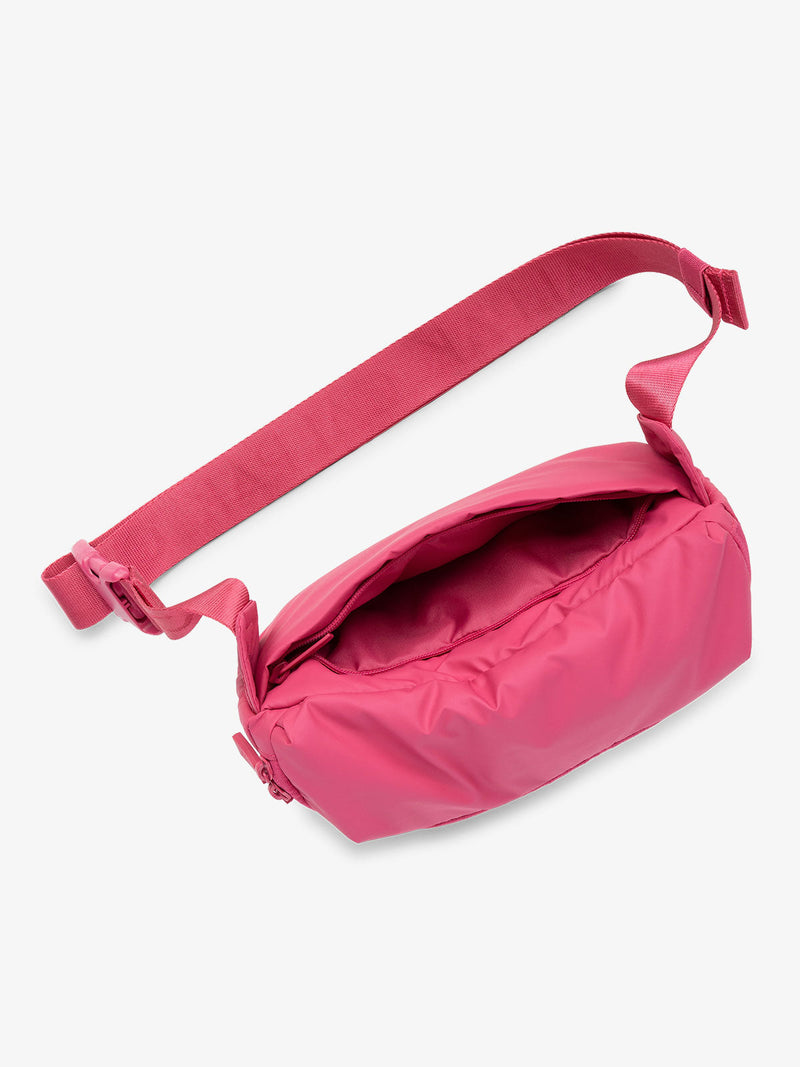 CALPAK Luka Belt Bag with adjustable strap and hidden back pocket in pink