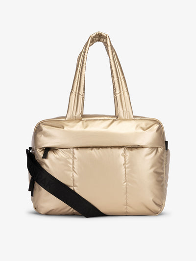 CALPAK Luka Duffel bag in shiny gold; DSM1901-GOLD view 1