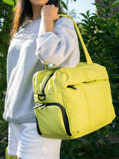 CALPAK Luka duffel bag in celery green; DSM1901-CELERY view 2