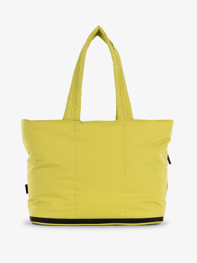 CALPAK Luka expandable tote bag with laptop compartment in yellow green; ALT2201-CELERY view 1