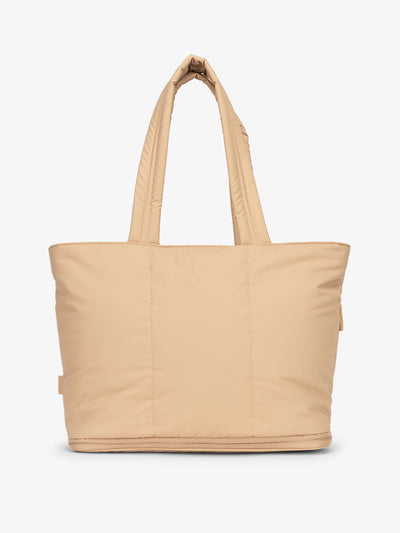 CALPAK Luka expandable tote bag with laptop compartment and padded straps in latte; ALT2201-LATTE view 1