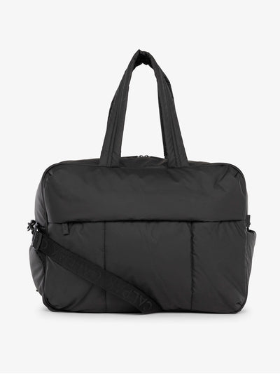 CALPAK Luka large duffle bag with detachable strap and zippered front pocket in black; DLL2201-MATTE-BLACK view 1