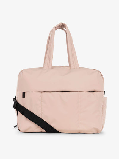 CALPAK Luka large duffle bag with detachable strap and zippered front pocket in rose quartz; DLL2201-ROSE-QUARTZ view 1