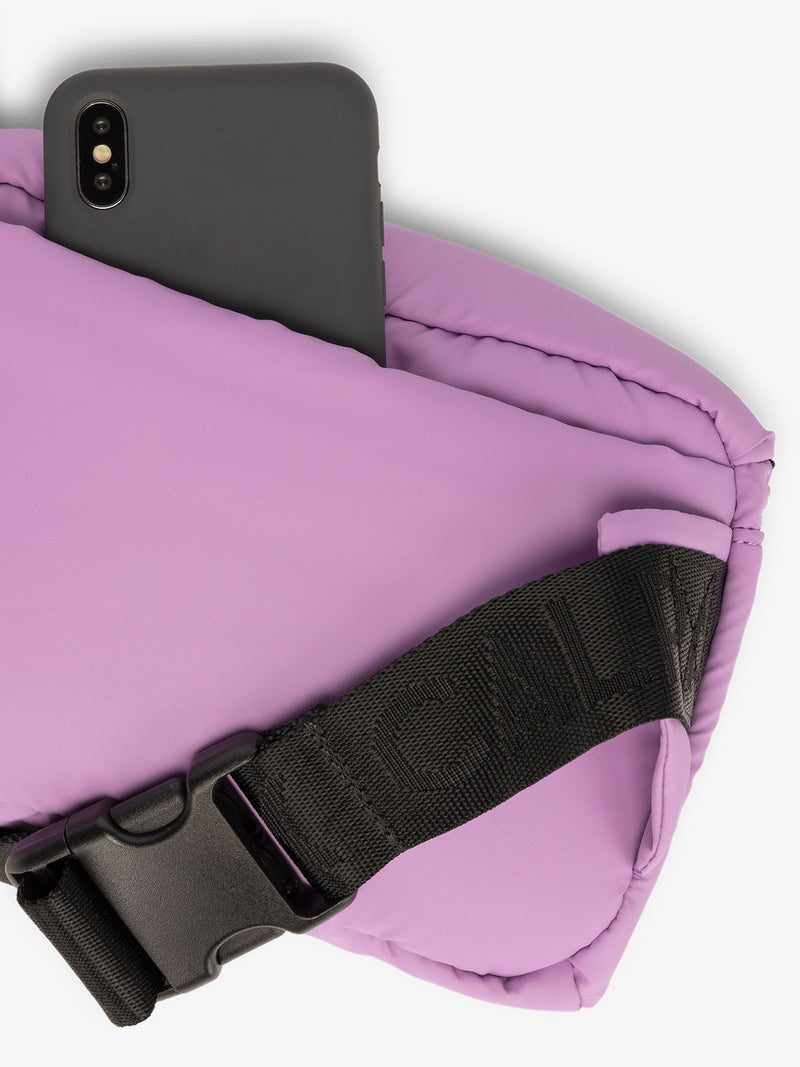 CALPAK Luka small waist bag with adjustable strap and back pocket in light purple