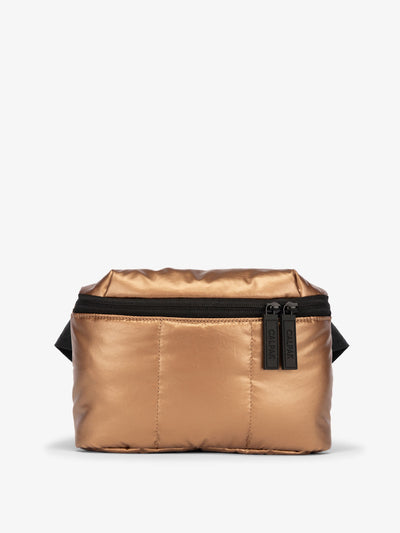 CALPAK Luka Mini Belt Bag with soft puffy exterior in metallic brown copper; BBM2201-COPPER view 1