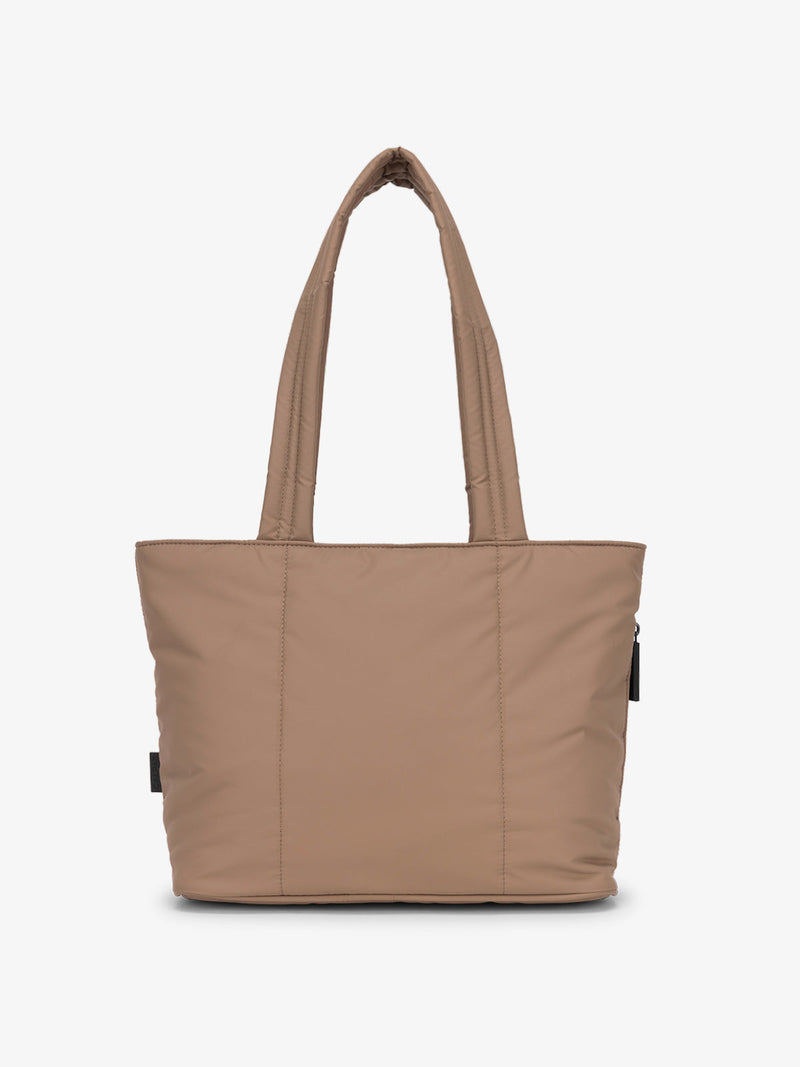 CALPAK Luka Mini Tote with soft, puffy exterior in chocolate