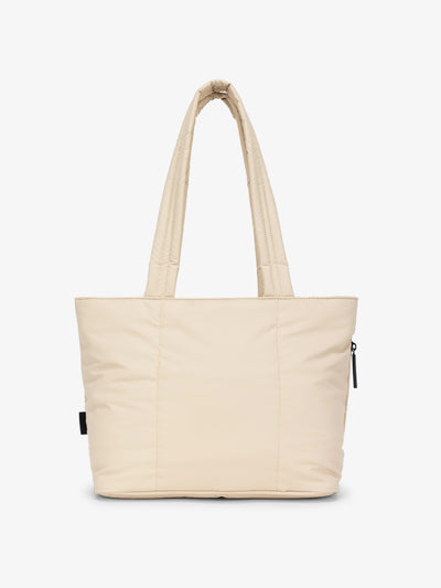 CALPAK Luka Mini Tote with soft, puffy exterior in oatmeal; ALM2401-OATMEAL view 1