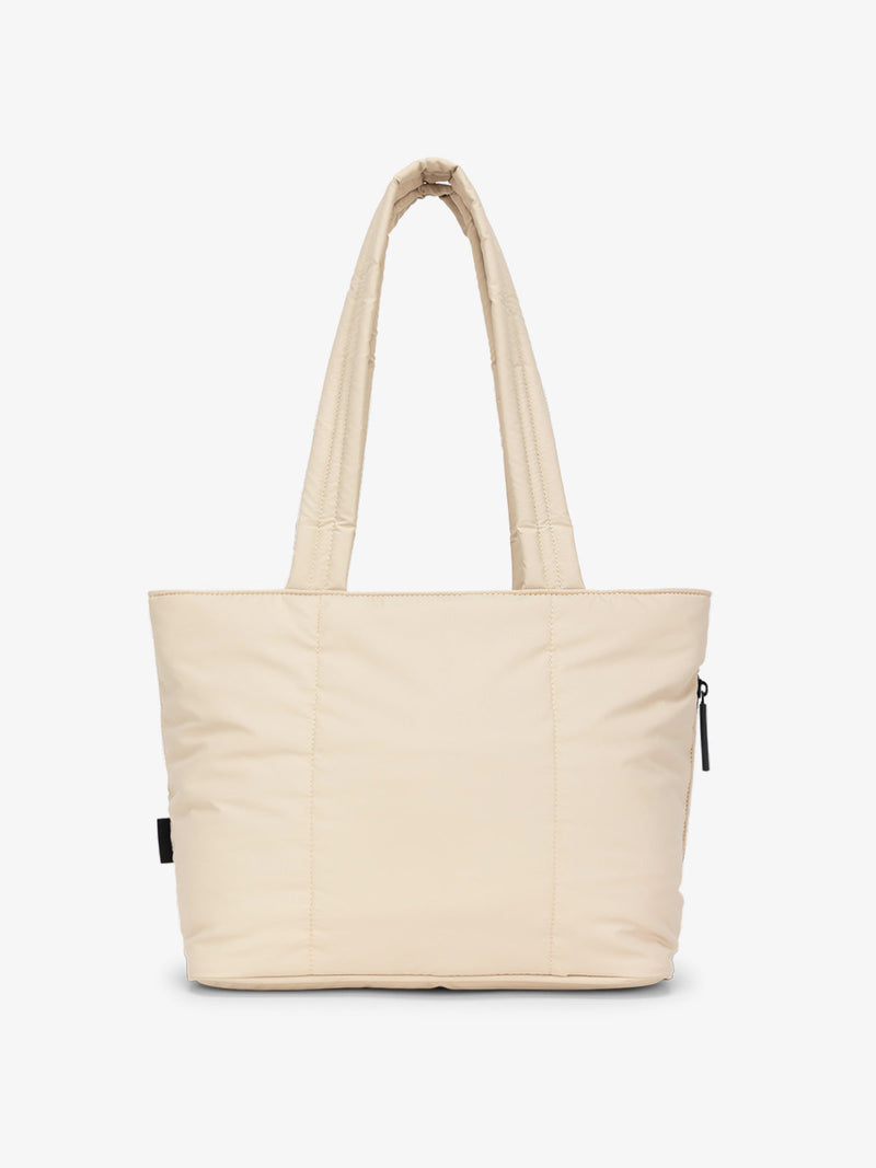 CALPAK Luka Mini Tote with soft, puffy exterior in oatmeal