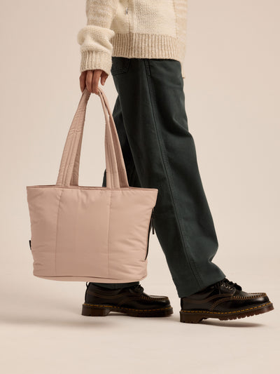 CALPAK Luka Mini Tote with soft, puffy exterior in rose quartz; ALM2401-ROSE-QUARTZ view 2