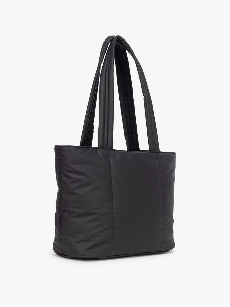 Black CALPAK Luka Mini Tote with durable padded shoulder straps