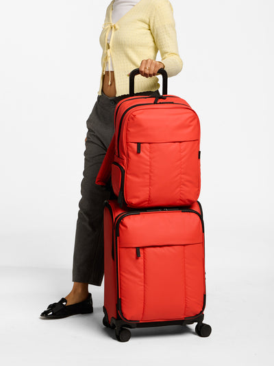 CALPAK Luka soft sided carry on luggage in red rouge; LSM1020-ROUGE