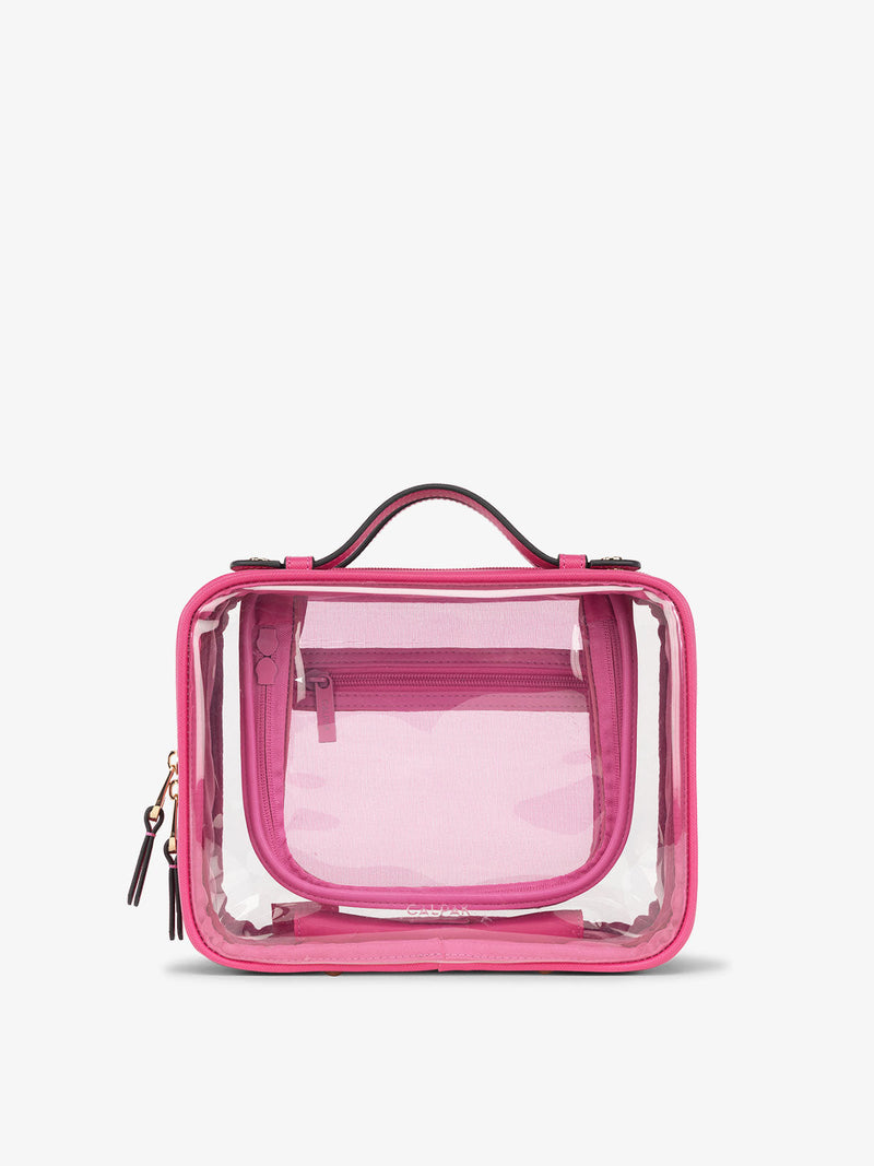 CALPAK clear makeup travel case in pink