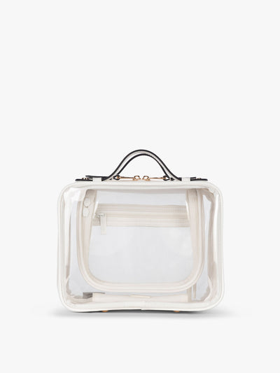 CALPAK Medium Clear Cosmetics Case in White front view; CMM2201-WHITE  view 1